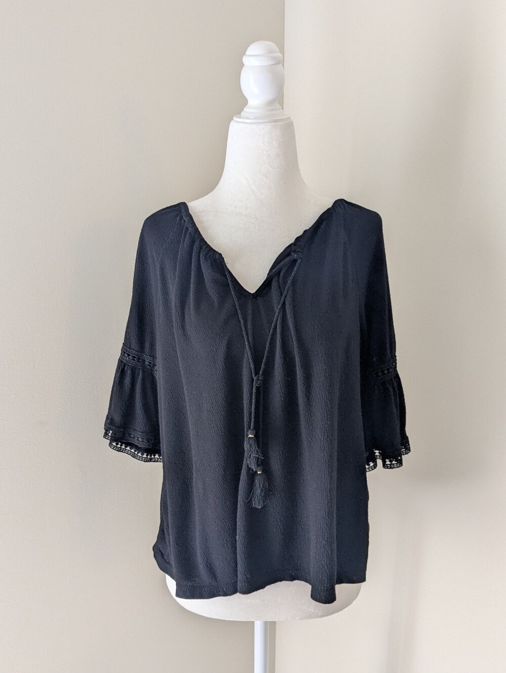 Old Navy Black Peasant Top